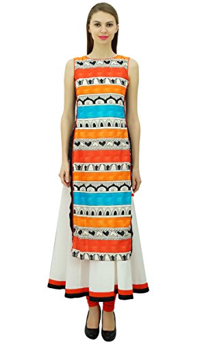 Kurta indien long en coton double couche pour femme peignoir imprimé