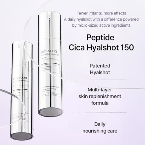 mixsoon Peptide Cica Hyalshot 150 - Firming, Soothing and Moisture-Boosting Ampoule Serum, Lightweight Formula for Radiant, Balanced Skin 50ml / 1.69 fl.oz. Korean Glass Skin Care