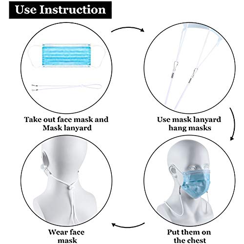 Image of 1 /3 /6 /12 Pack Face Mask Lanyard for Adults Children, Adjustable Length Face Cover Breakaway Lanyard with Clip, Mask Lanyard Neck Strap Holder for Face Cover Glasses Sunhat (1 pcs, White)
