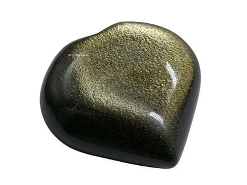 Image of Crystal Heaven Certified Golden Sheen Obsidian Heart Palm Pebbles Stones For Anxiety Stress Relief Massage - Aaa Grade Original Healing Gemstone Agate Heart Palm Stone For Yoga Meditation Spiritual