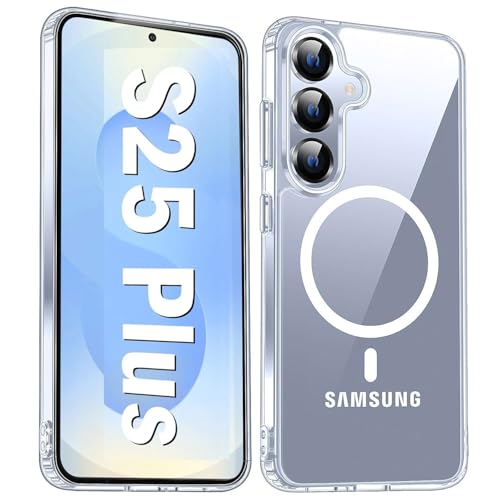 Image of REALCASE for Samsung Galaxy S25+ Plus 5G | Magnetic Clear Case | Durable, Scratch-Resistant | Slim Transparent Compatible with MagSafe | Protective TPU Bumper Back Cover for Galaxy S25 Plus 5G
