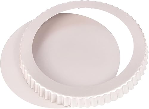 LofyJoy Molde para tartas de acero inoxidable con parte inferior extraíble de 9 pulgadas, antiadherente, redondas, para quiche, para hornear, con