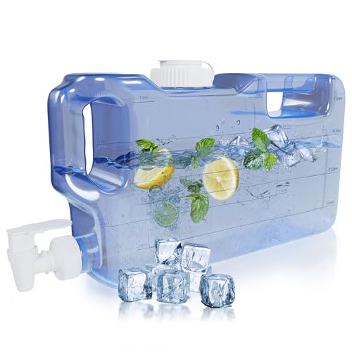 HydraFitt Refrigerator Water Dispenser 1.1 Gallon – Leak-Proof Slim Fridge Water Container with Spigot – BPA-Free Refillable Water Jug (Light Blue)