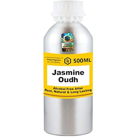 Parag Fragrances Jasmine Oudh Attar 500ml Wholesale Pack Attar (Alcohol Free, Long Lasting Attar For Men - Women & Religious Use) Worlds Best Attar | Itra | Fragrance Oil | Scent Cover