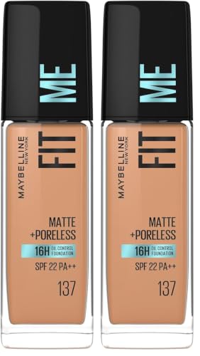 Image of Maybelline New York Fit Me Matte + Poreless Liquid Foundation, 137 (Pack of 2)