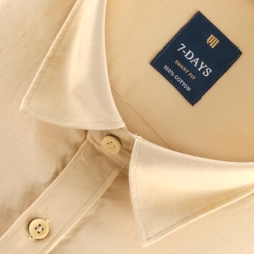 Image of 7-DAYS Men's 100% Cotton Full Sleeve Shirt for Men | Premium Plain Shirt | Tailored Fit (Between Slim & Regular) | Stylish Office & Casual Wear | with Pocket