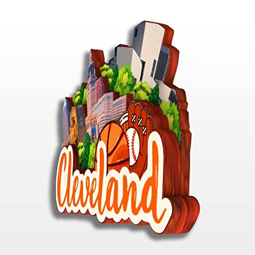 Imán de madera decorativo para refrigerador Cleveland miniatura 3