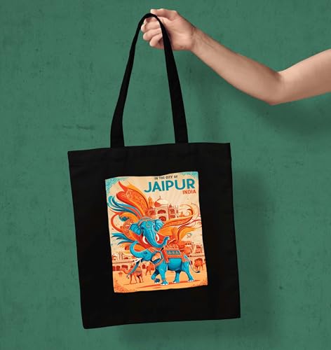 Image of ZORI Black Tote Bag With Pocket Printed Designed Canvas Tote Bags For Women large capacity,Tote bag For Shopping, College, Travel, More Canvas Handbag For Unisex Bag