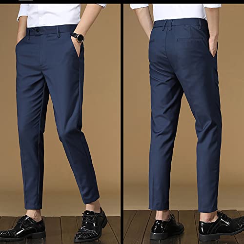 XYGJZ Mens Front Flat Dress Pants Solid Color Slim Fit Casual Suit Pants RY032