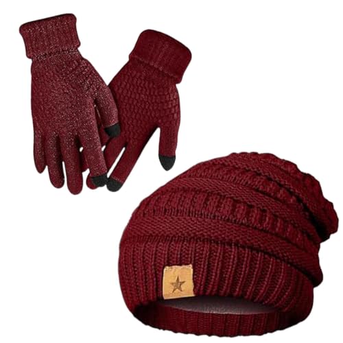Gorro y guantes para mujer evitan frío y manos frías al usar móvil