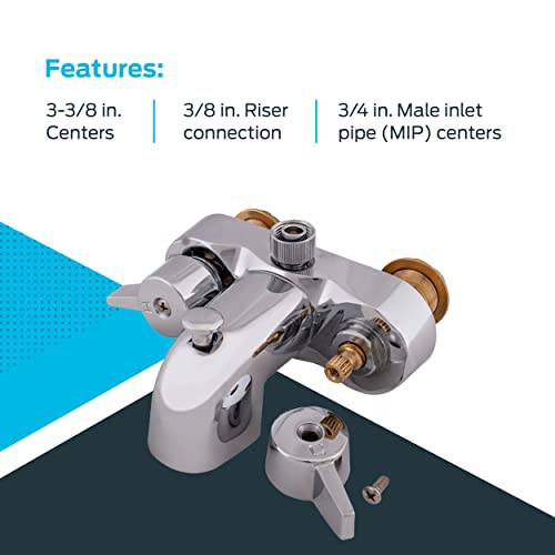Robinet inverseur douche EZ-FLO 11129 chrome brillant double commande entraxe 9,5 cm - 6