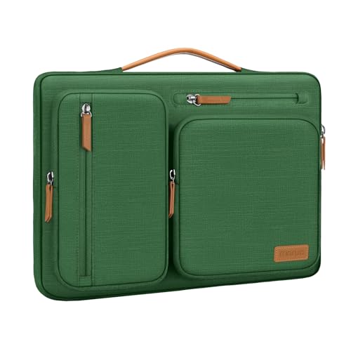 Image of MOSISO 360 Protective Laptop Case 16 inch, 15-15.6 inch Laptop Sleeve Compatible with MacBook Pro 16, HP, Acer, Dell, Lenovo, ASUS, Side Open Carrying Case with 4 Zipper Pockets&Handle, Jungle Green