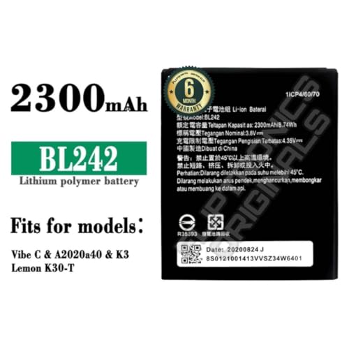Image of BL242 Battery for Lenovo A6000 / K3 / K30-W / A3860 / A3580 / A3900 / A6010 battrey with 6 Month Warranty**** (Z24)