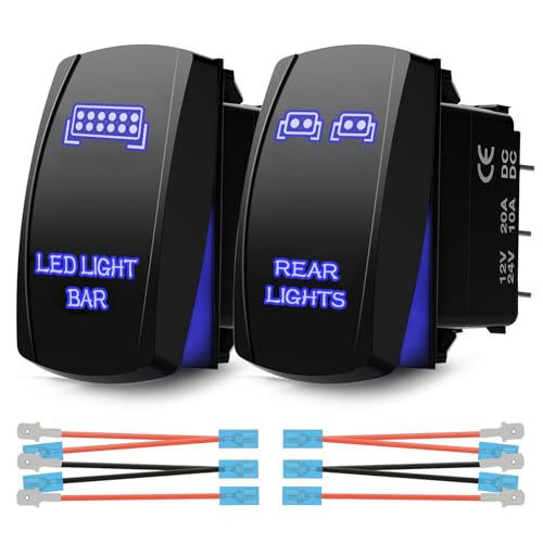Xislet LED Light Bar & Rear Light Rocker Switches 5Pin Laser On/Off with Jumper Wires Set Compatible...