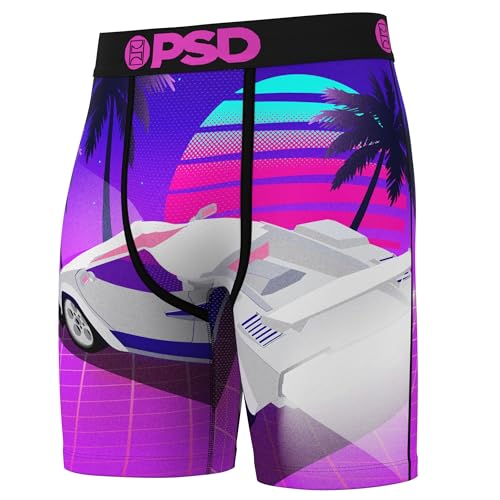 PSD Men's Racing Print Boxer Briefs - 7 Inch Inseam Breathable and Supportive Men's Underwear with Moisture-Wicking Fabric