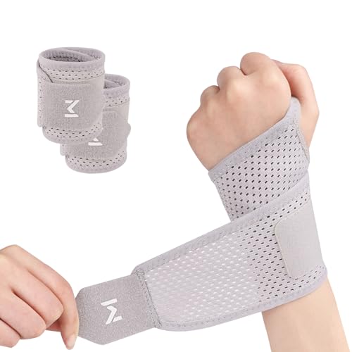 手首 サポーター 【1000+通気性メッシュ】 腱鞘 関節 固定 圧力調節 手首 サポーター 薄手 通気性 吸汗速乾 怪我防止 手首用サポーター 超薄型 スポーツ 家事 育児 パソコン/スマホ操作 男女兼用 (2, グレー)