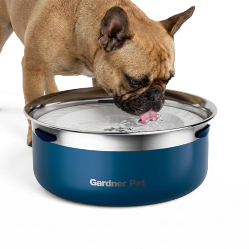 Gardner Pet Ciotola Acqua Cane Antigoccia, 2L Ciotola per Cani in Acciaio Inox a Prova di Fuoriuscite, Anti-Ingoio per Cani di Taglia Grande, Adatta per Interno ed Esterno, Previene Gocce, Blu