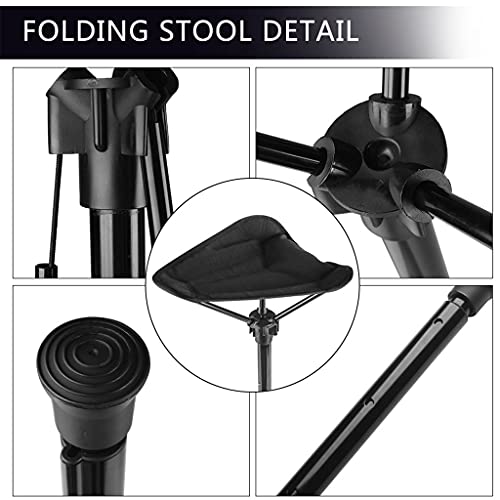 Image of Adjustable Telescopic Folding Stool Portable Single Leg Tall Chair for Outdoor Camping Walking
