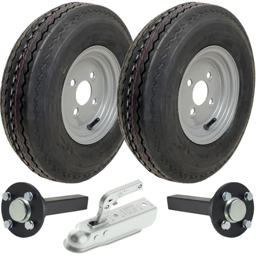 Parnells - Kit de Remorque Haute Vitesse - 2 Pneus et Roues de Remorque, 4.80/4.00-8 + 2 Moyeux et Essieux + 1 Attelage en Acier Embouti - 6 Plis Wanda P811,...