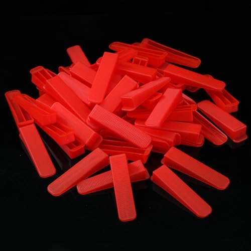 TOPWAY 400 Stück Fliesen-Nivelliersystem 2 mm, 300 x Zuglaschen Clips 30 mm Höhe + 100 x Fliesen Keile, für Wänden und Böden Installation von Keramik