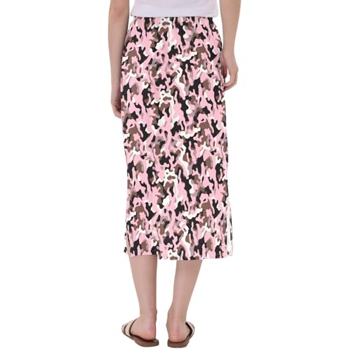 Womens Trendy High Waisted Midi Skirts for Women Below Knee Spring Midi Skirt with Slit3