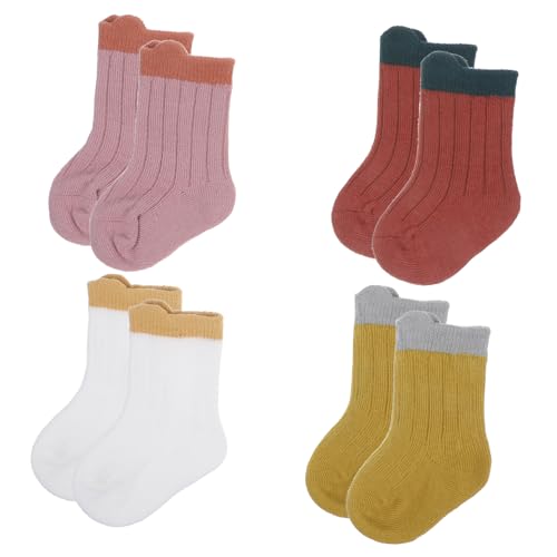 KOCKSHION 4Pairs Cute Cotton Socks for Boys and Ankle Soft Breathable Socks for Home and Outdoor Play Adorable Cartoon Designs