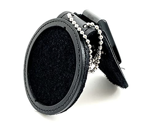 Perfect Fit Shield Wallets Alberta Sheriff Leather Belt Badge Holder with Neck Chain, Black3