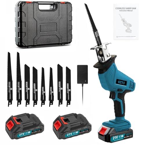 Blue Cordless Reciprocating Saw, 21V, Variable Speed