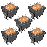 Heschen Interruptor basculante ON-OFF DPST 4 Terminales Luz 16A 250VAC con cubierta impermeable 5Pack (amarillo)