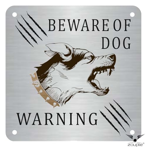 Image of Beware of Dog Sign, Canine Dobermann, 8x8 Inch, Durable Steel, Triple Mount