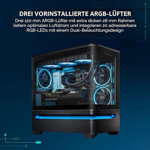 ASUS Prime AP202 mATX PC Gehäuse, Stahl, Mid-Tower | Schwarz