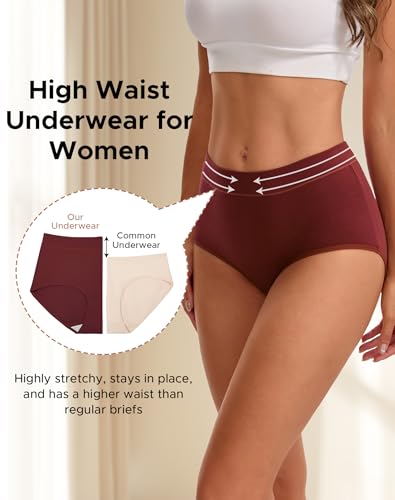 Image of INNERSY Women's Cotton Underwear High Waisted Briefs 4-Pack