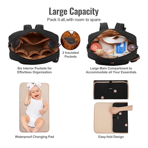 Image of GOBABYMART Diaper Bag Backpack with Changing Pad - Travel Baby Bag, Insulated Bottle Pockets, Stroller Straps