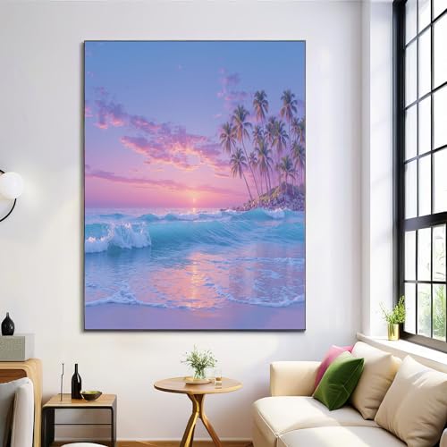 Cuadro decorativo de pared de playa rosa para transformar tu dormitorio con un estilo estético