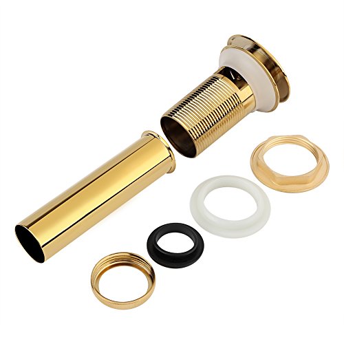 Fdit Tapón Cuenca Drenar con Desbordamiento para Baño Grifo Recipiente Vanidad Lavabo Dorado