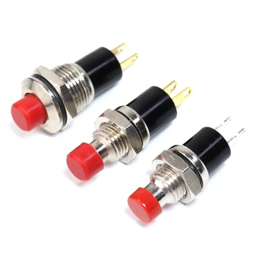 Mini bouton-poussoir 10mm 1NO Latching avec tête haute rouge - 3