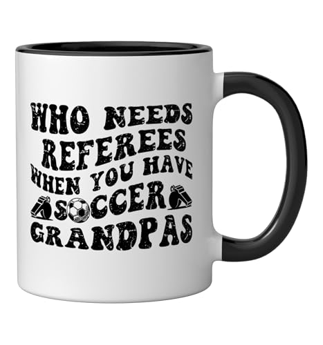 Taza de cerámica Groovy Soccer Grandpa 11 oz negro/blanco miniatura 2