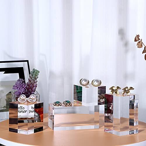 TOLIDA 4 Sätze Transparenter Acryl Display Ständer Rechteckiger Display Ständer Fotografie Requisiten Heim Einrichtung Display Sockel für Uhren Kosmetik Figuren Modell 5 * 5 * 5 / 6 / 8 / 10cm
