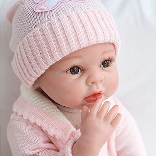ZIYIUI 55cm 22 Zoll Lebensechte Babypuppe Reborn Puppe Mädchen Realistische Reborn Baby Silikon wie Echte Puppen Toddler Augen offen Neugeborene Babypuppen Spielzeuggeschenke für Kinder – Bild 6