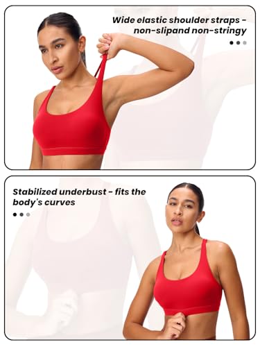Women's Strappy Sports Bra Cross Back Light Compression Padded U Neck Low Impact Workout Supportive Yoga Top3