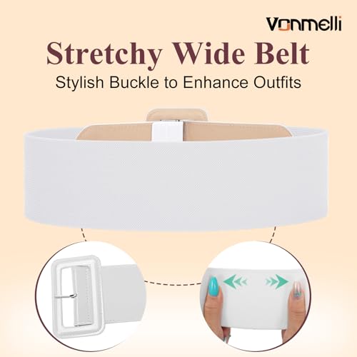 Image of VONMELLI Stretchy Wide Women Belts Elastic Vintage Belts for Women Fashion Ladies Waist Belt for Dress