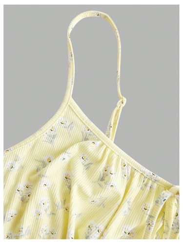 Image of Floerns Women's Plus Size Boho Floral Milkmaid Bow Tie Ruched Cami Summer Holiday Flowy Mini Dress