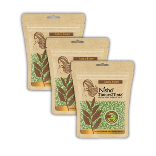 Image of Nisha Hair Colour for Women - Natural Brown, 45g, Pack of 3 | Pure Henna-Based Powder | Long-Lasting Herbal Formula | Reduces Hair Fall & Damage | Ammonia-Free