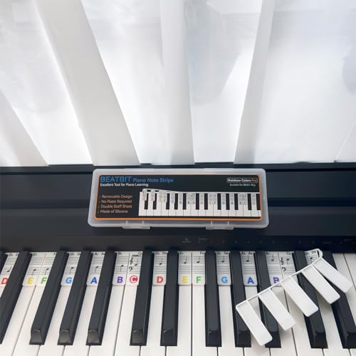 Image of Piano Note Strips Pro, Thickened Anti-Stuck, Fit 88 /61 Key Piano Keyboard, Design for Beginner Learning (Rainbow Colors Pro)