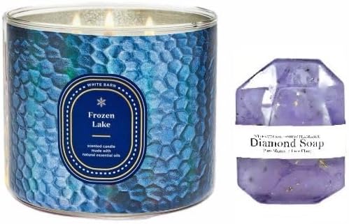 Bath & Body Works - Vela perfumada de 3 mechas de 14.5 onzas que quema 25-45 horas y jabón de diamantes (lago congelado)