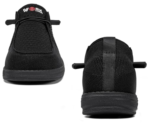 Image of LARNMERN Slip On Steel Toe Shoes Men Loafers Work Safety Lightweight Comfortable Walking Sneakers 5036(10.5 Men, Basalt Black)
