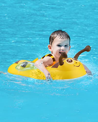 Free Swimming Baby Inflatable Baby Pool Float Ring Size Improved Bumble Bee Toddler Swim Trainer For Age Of 3-36 Months (Yellow, Large) #TOP6