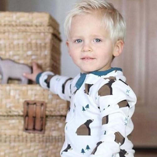 ZIPPYJAMZ Baby Sleepers, Organic GOTS Cotton Footed Onesies, Inseam Zipper for Quicker and Easier Diaper Changes - Little Grizzle (9-12 Months) — view 5