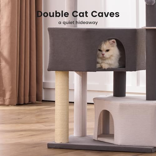 Image of Gardner Pet Cat Tower for Large Cats, 41 inch Heavy Duty Cat Tree with 2.8 inch Thickened Scratching Posts & Extra Large Hammock, Stable Cat Climbing Stand with Washable Perch for Maine Coon & Multi-Cat
