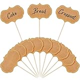 Blulu チーズマーカー 100個 シャルキュトリーボード ビュッフェラベル 食品タグ ブランク つまようじ フラッグ 前菜サイン 黒板 カップケーキトッパー ピック 結婚式 誕生日パーティー デコレーション用 (ブラウン)